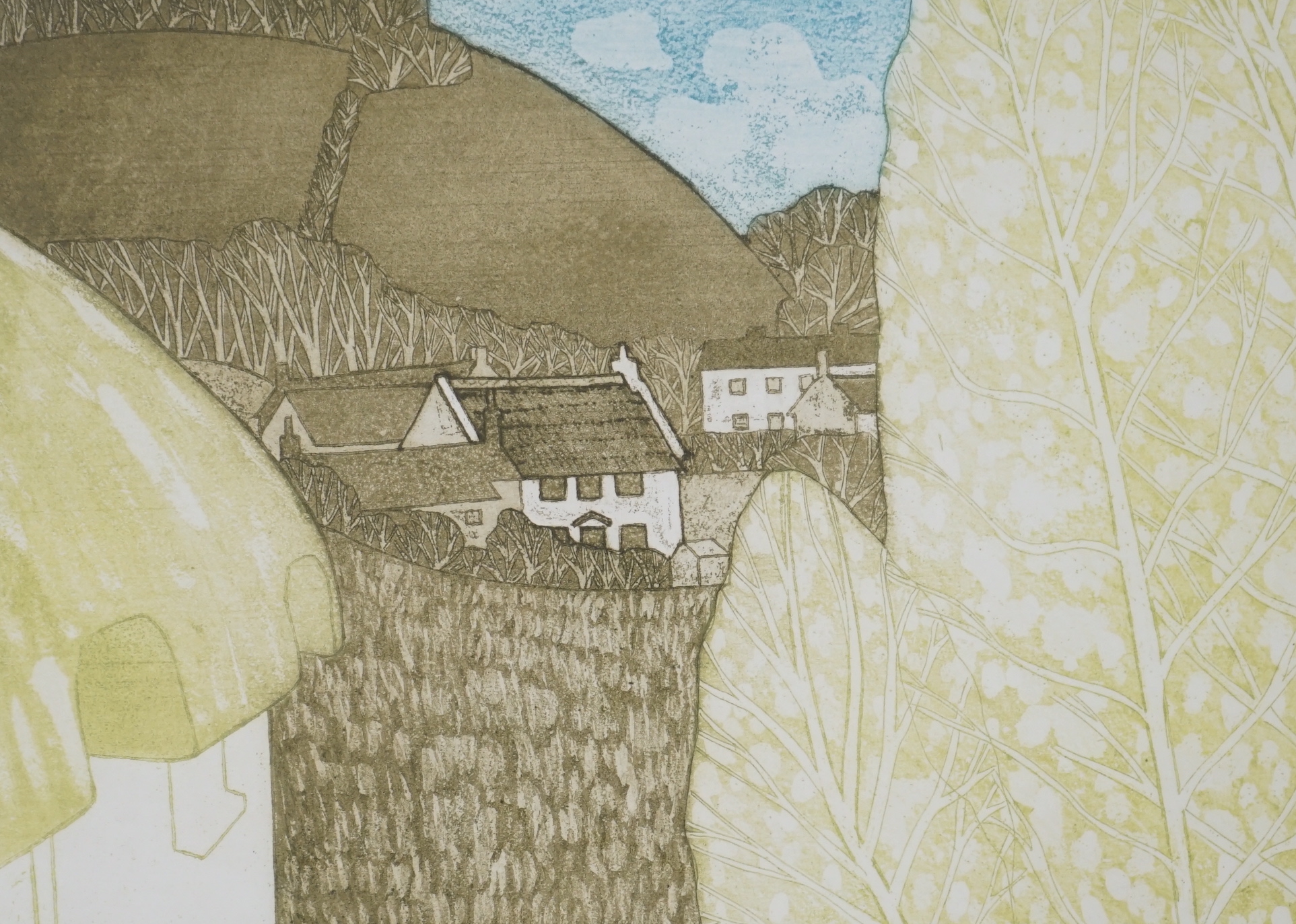 John Brunsden (British, 1933-2014), two etching and aquatints, ‘Marlborough Downs’ and ‘West Milton’, each pencil signed and limited edition, largest, 62 x 48cm